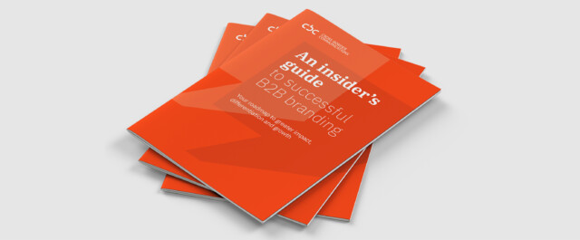 Pile of three CBC B2B branding ebooks