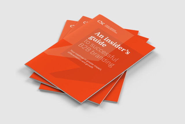 Pile of three CBC B2B branding ebooks