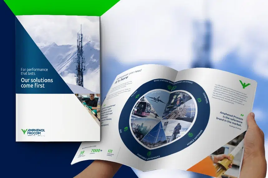 Print design for brand and marketing communication - Amphenol Procom | CBC | Cross-Border Communications | Leading international B2B branding and marketing agency