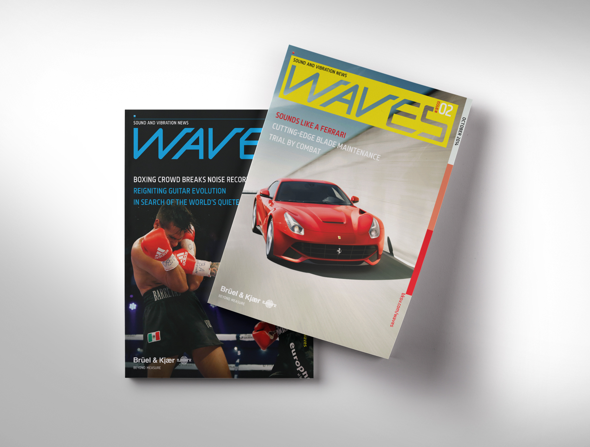 Frontpages of Brüel & Kjær magazine Waves, relaunched by CBC | Cross-Border Communications | Leading international B2B branding and marketing agency