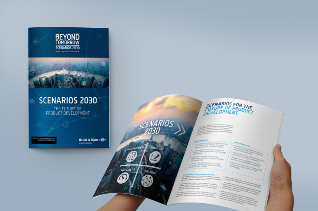 Brüel & Kjær | A central report shared key trends, insights and scenarios for the future of product development | Cover and spread of brochure | CBC