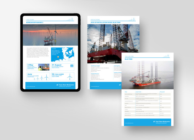 Fred. Olsen Windcarrier | CBC redesigned the way Fred. Olsen Windcarrier presents information, including cases and specification sheets, as part of the marketing toolbox