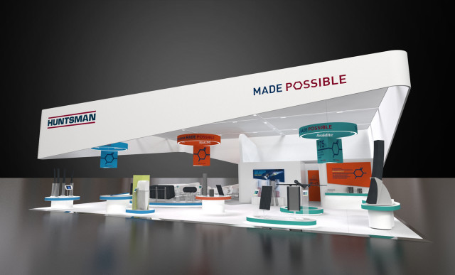 The new brand identity and messaging translated perfectly to a trade show environment, such as JEC - stand design