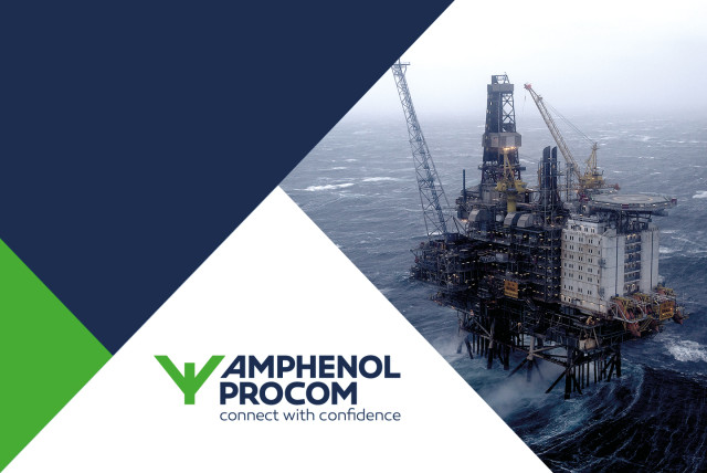 A split-image featuring the Amphenol Procom logo and tagline 