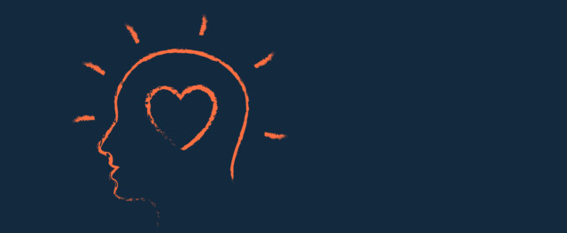 Illustration of a human head outline with a heart inside, symbolizing emotional connection and memory generation as a critical factor in B2B sales strategies.