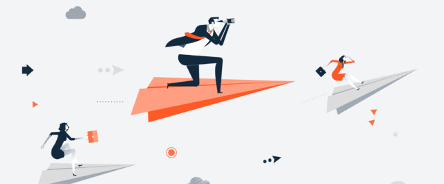 CBC creative illustration visualizing business people planning how to take the thought leadership roll