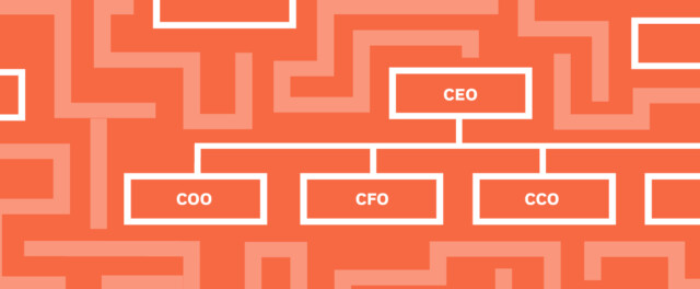 Graphic visual of organisation diagrams in a maze to illustrate how to engage with hard-to-reach B2B decision makers